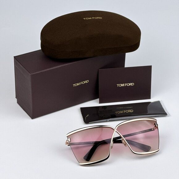 NEW Tom Ford FT0936/S Elle-02 28F Gold Gradient Smoke Butterfly Women Sunglasses - Picture 11 of 11